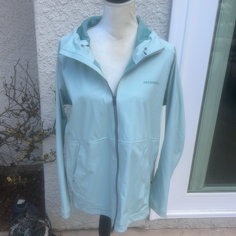 Merrell Whisper Soft Shell Light Green Raincoat Windbreaker Jacket Womens Size S